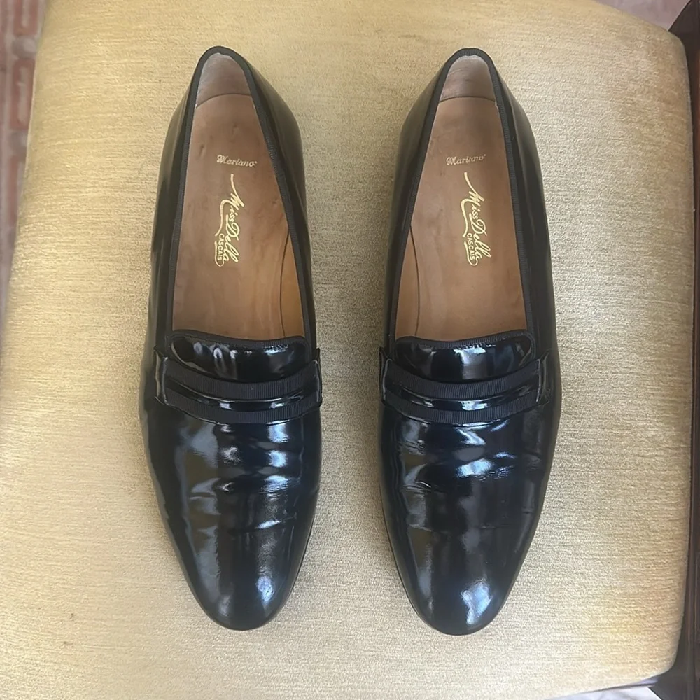 Mariano Black Patent Leather Dress Loafers Tuxedo Opera Shoes for Men Size 9